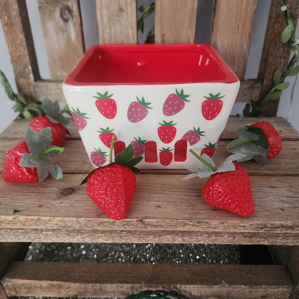 Dabney Lee Ceramic Strawberry Print Fruit Strainer